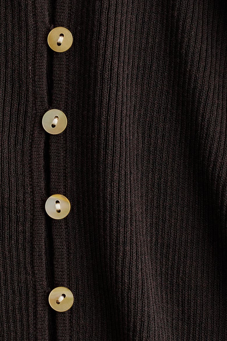 Ribbed Henley Top, Alternate, color, Dark brown