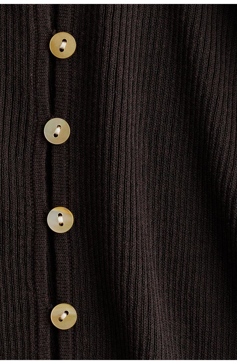 H&M Ribbed Henley Top, Alternate, color, Dark Brown