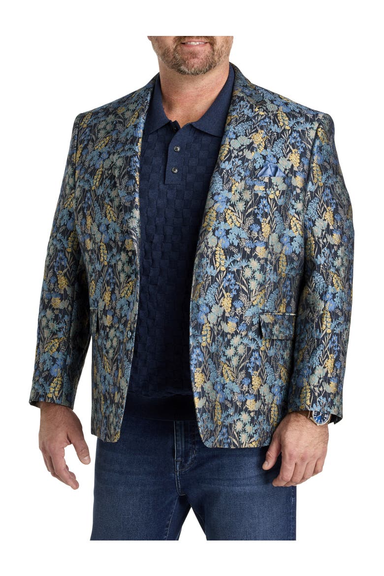 Big & Tall  Floral Jacquard Sport Coat, Main, color, NAVY