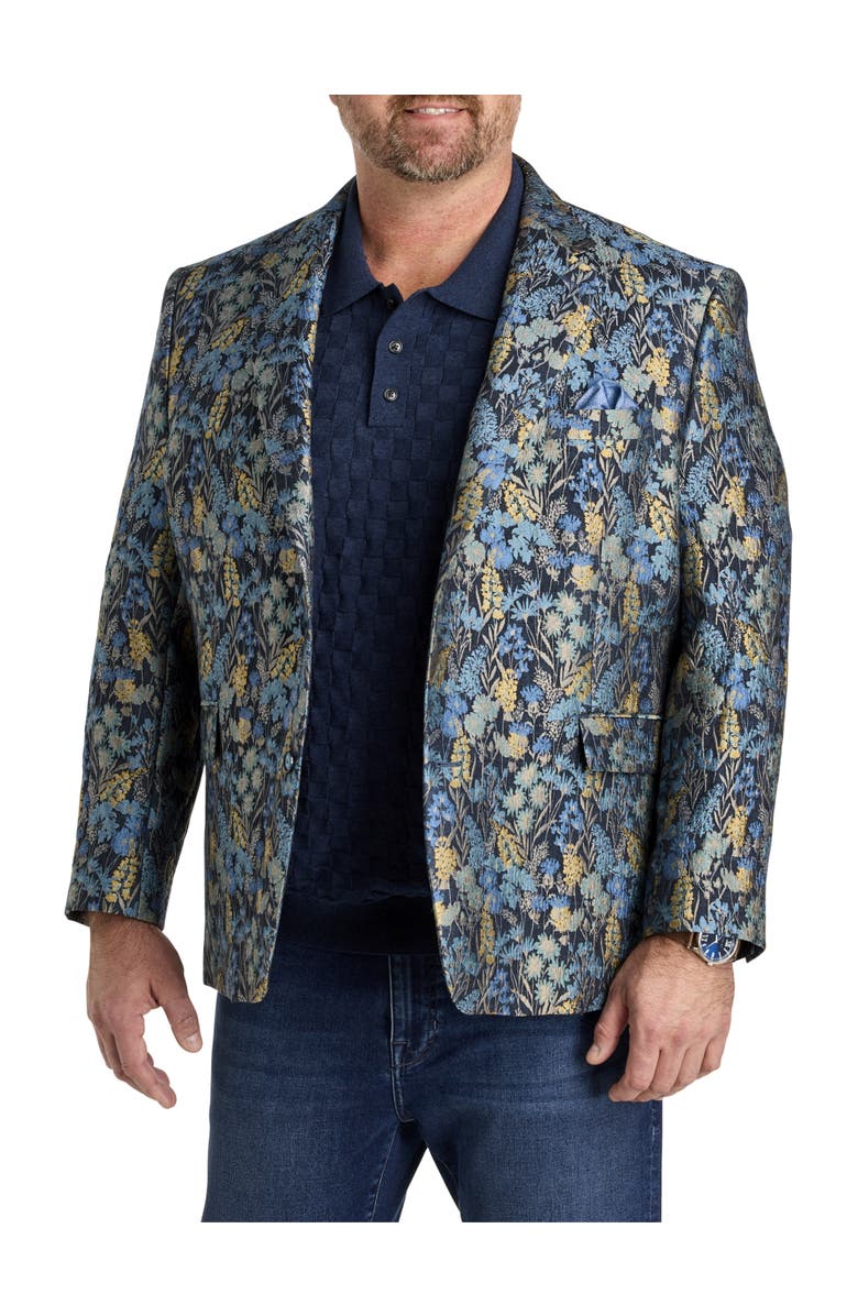 Robert Graham DXL Big & Tall  Floral Jacquard Sport Coat, Main, color, Navy