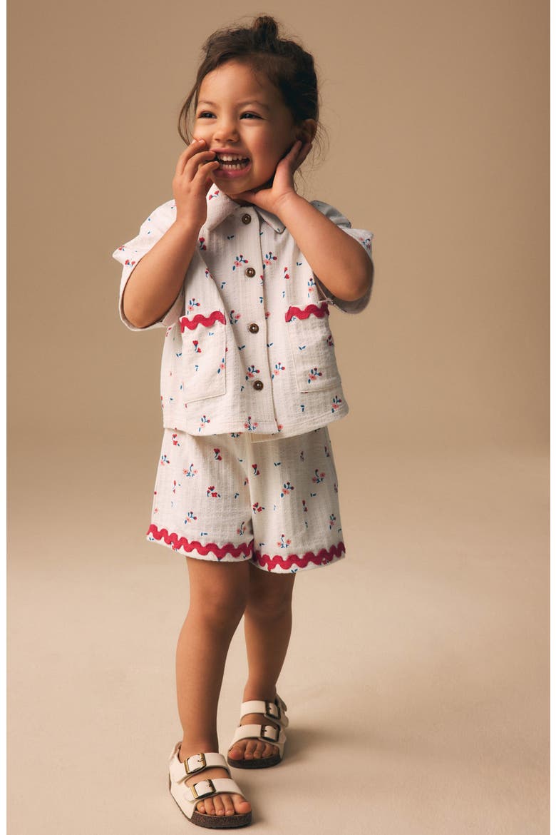 Kids' Floral Button-Up Shirt & Shorts Set, Alternate, color, NEUTRAL