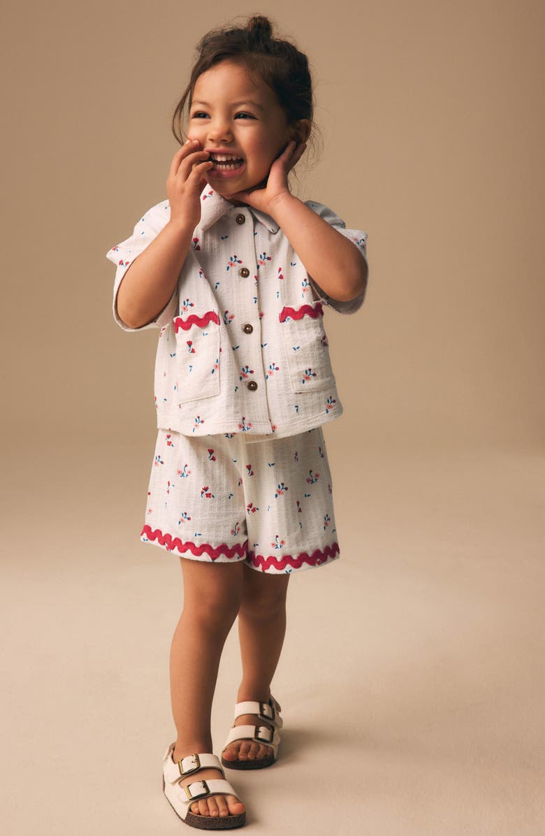 NEXT Kids' Floral Button-Up Shirt & Shorts Set, Alternate, color, Neutral