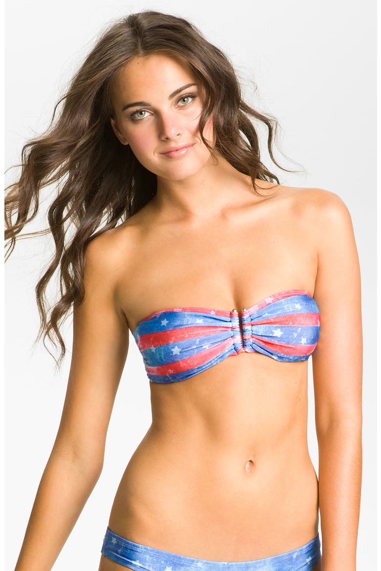 'Americana' Bandeau Bikini Top, Main, color, MULTI  RED/  BLUE STRIPE