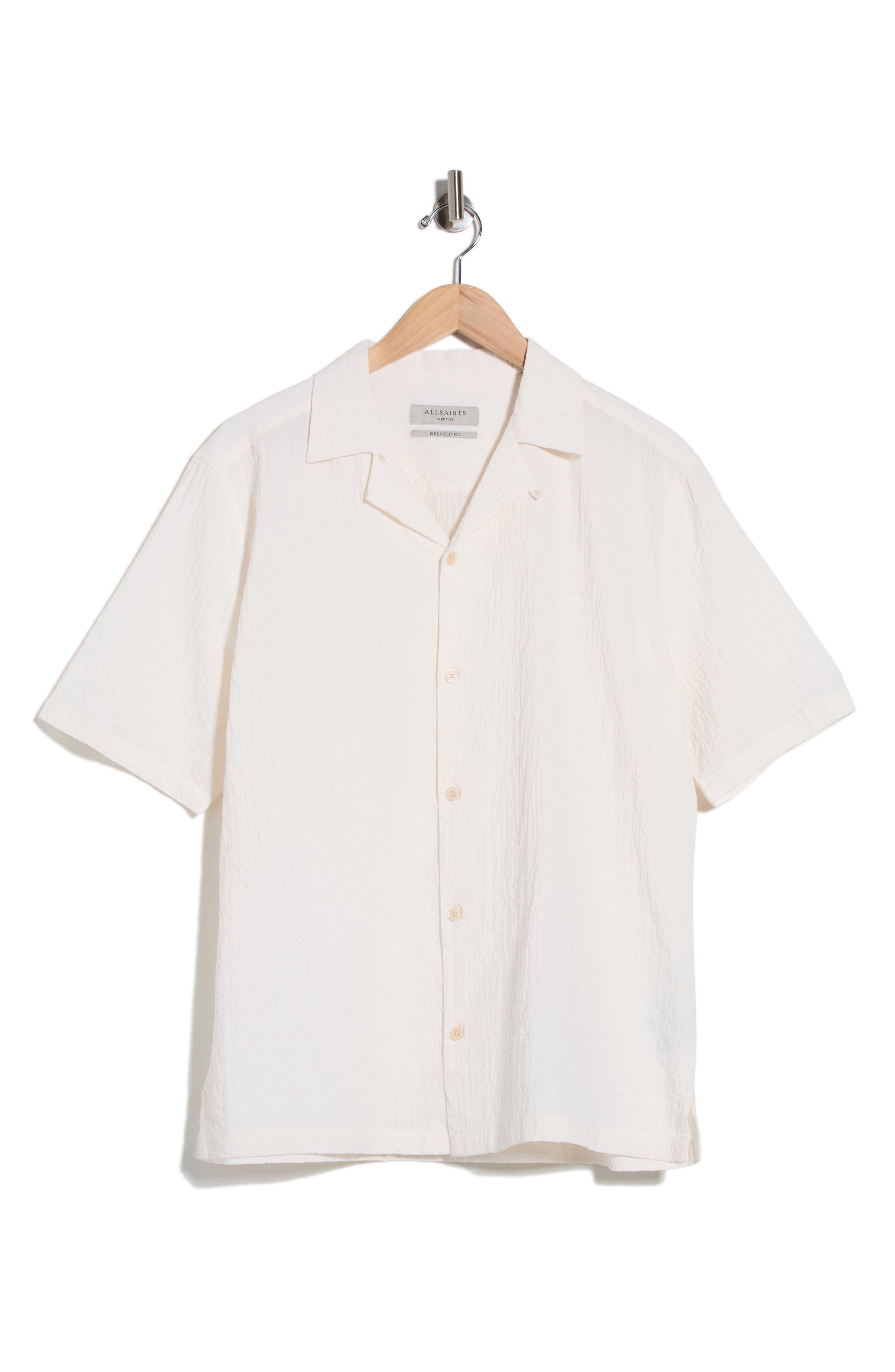 AllSaints Brenne Stretch Organic Cotton Camp Shirt