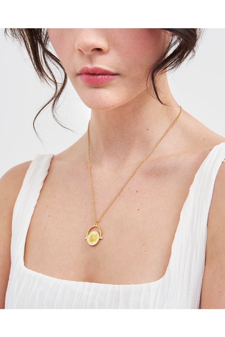 Sun & Moon Spinner Necklace, Alternate, color, Gold
