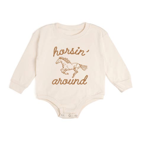 Horsin' Around Western Long Sleeve Romper