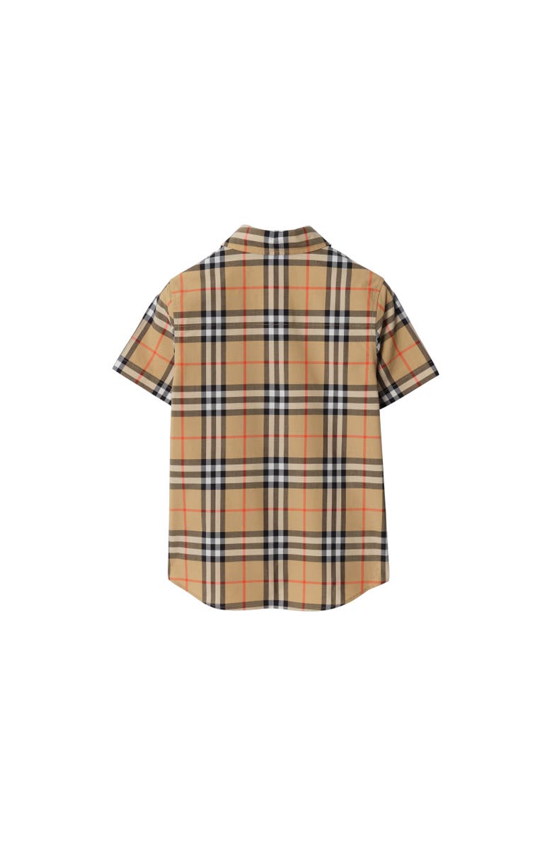 Burberry Check Cotton Shirt, Alternate, color, Sand Beige