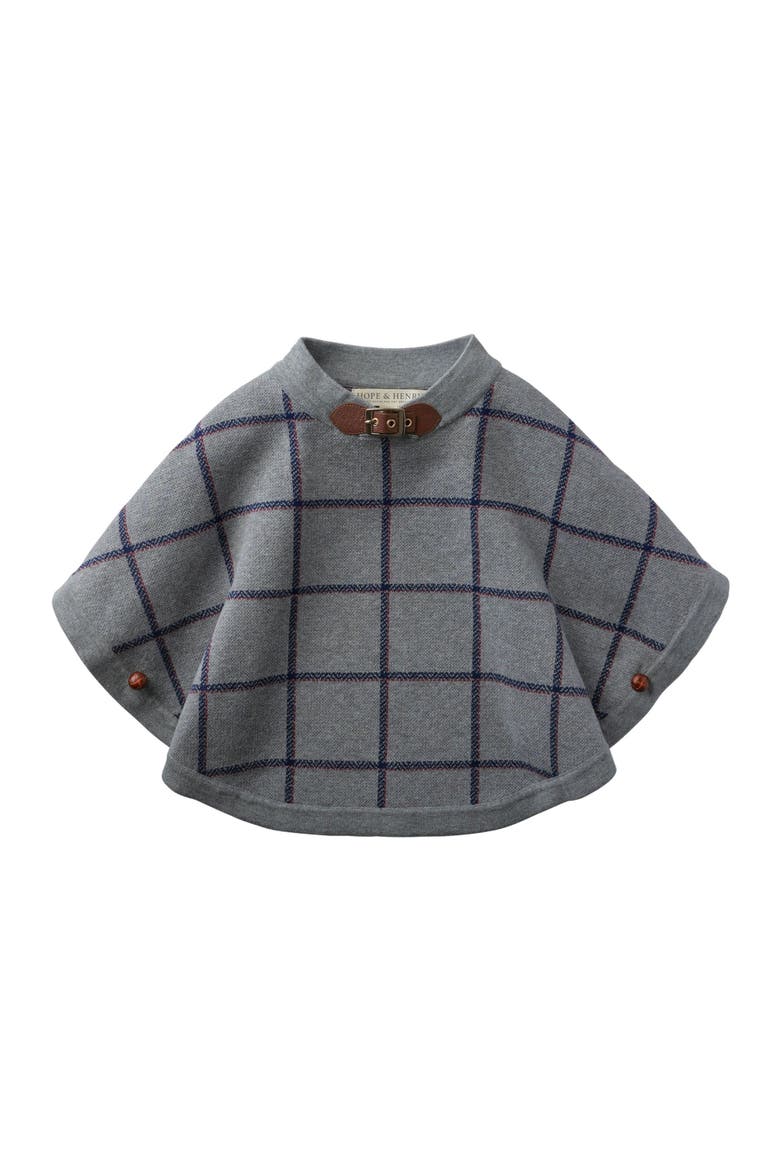 Baby Girls' Cable Sweater Cape, Infant, Main, color, Gray Plaid