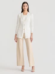 Misook Heritage Beaded Trim Flat Knit Cardigan