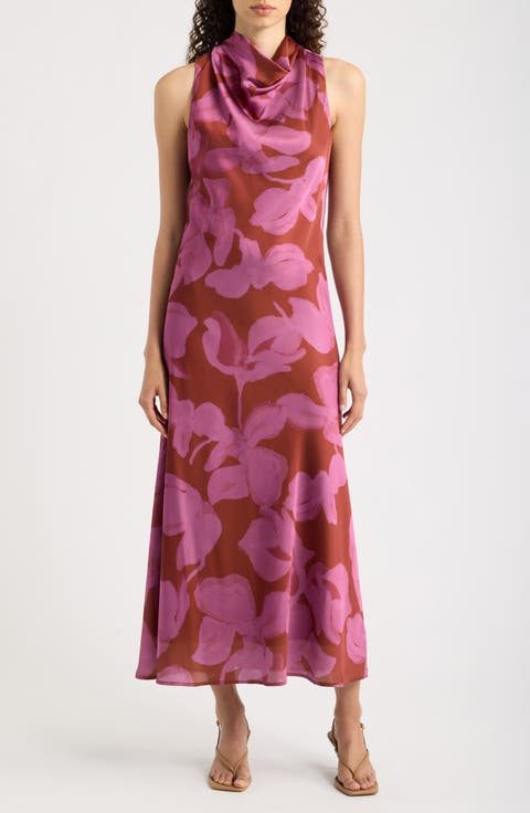 Floral Cowl Neck Maxi Dress