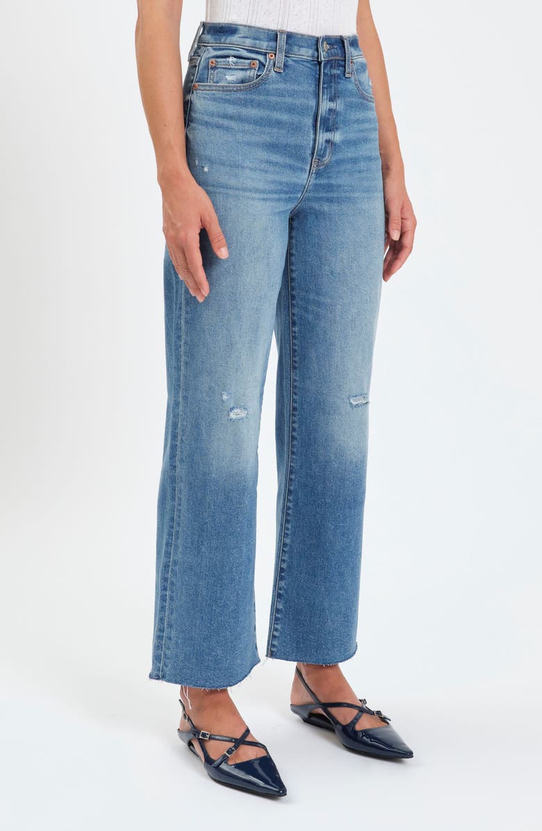 DAZE Pleaser High Waist Raw Hem Crop Jeans, Alternate, color, Wide Awake Vintage