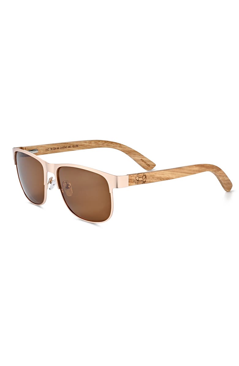 EARTH WOOD Troon Polarized Sunglasses, Main, color, Zebra/Brown