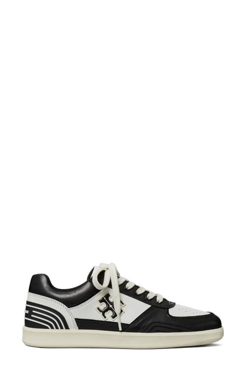 Tory Burch Clover Court Leather Low-top Sneakers In Black