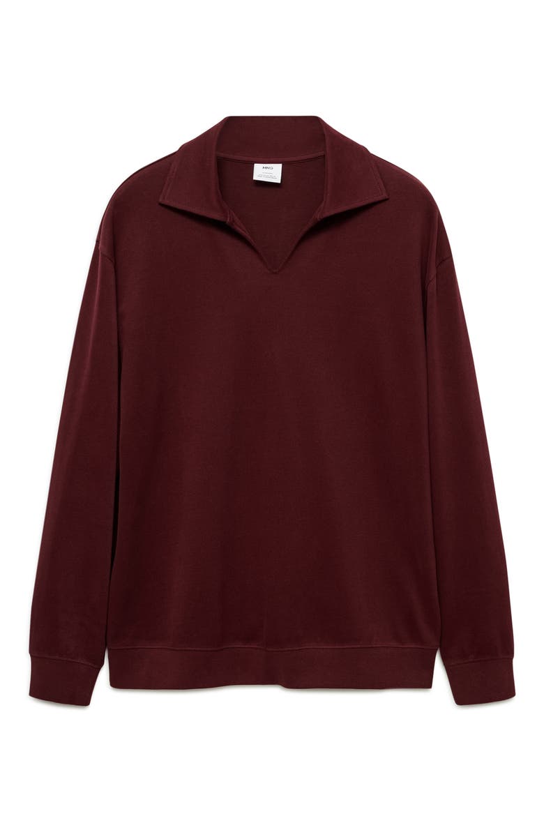 Oversize Cotton Polo Sweatshirt, Main, color, BURGUNDY