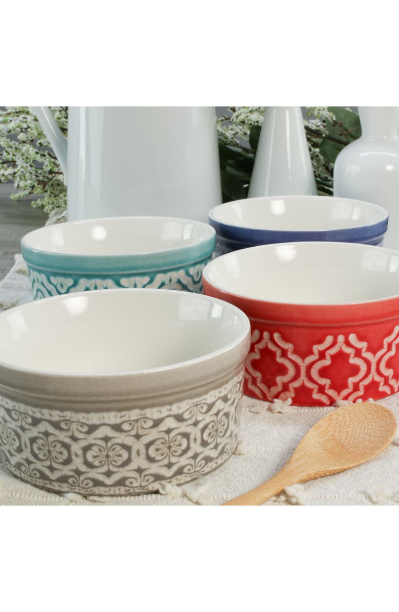 BIA Cordon Bleu Set of 4 Stoneware Dominique Soufflé Dishes, Alternate, color, White Multi