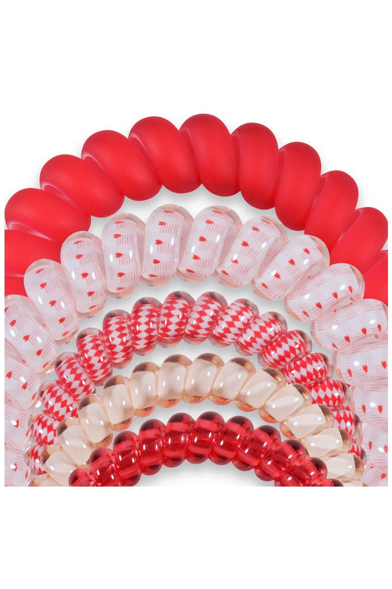 Set of 5 Coil Hair Ties, Alternate, color, SOUL MATE