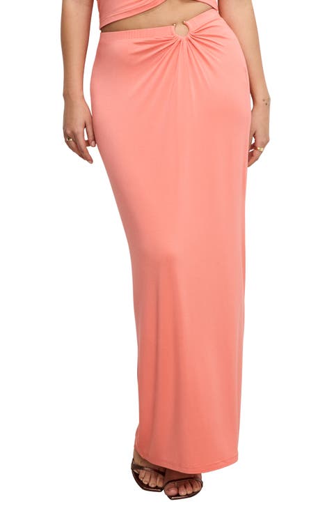 Ruched Jersey Maxi Skirt