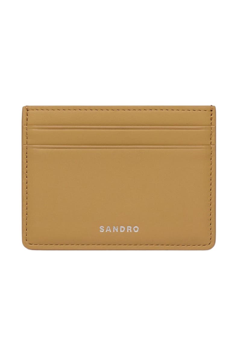 Leather logo card holder, Main, color, Natural