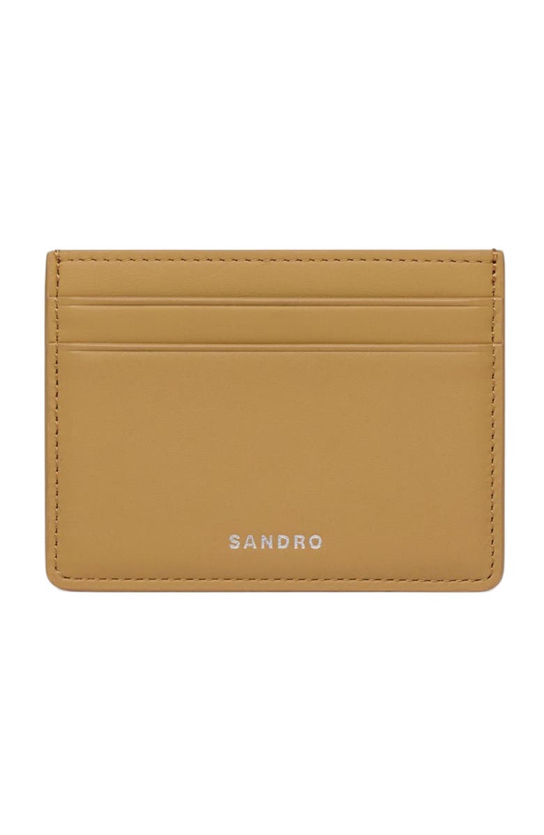 SANDRO Leather logo card holder, Main, color, Natural