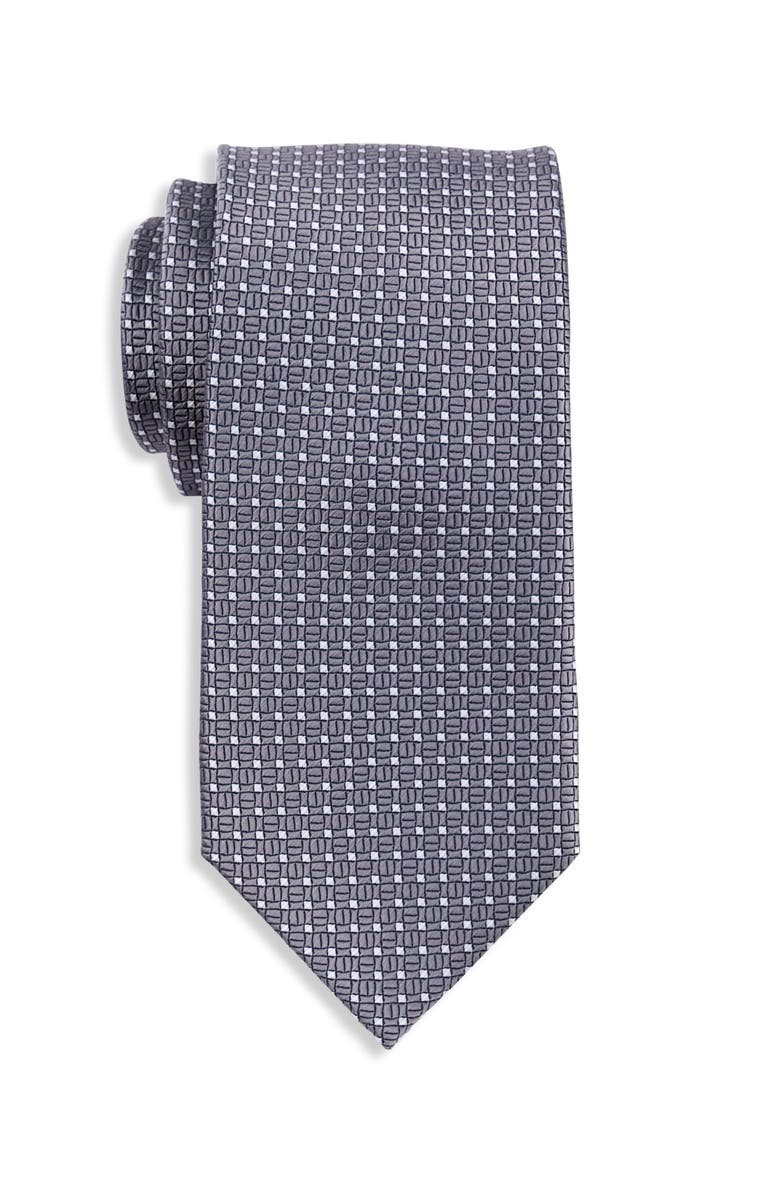 Oak Hill by DXL Big & Tall Micro Patterned Tie, Main, color, Charcoal