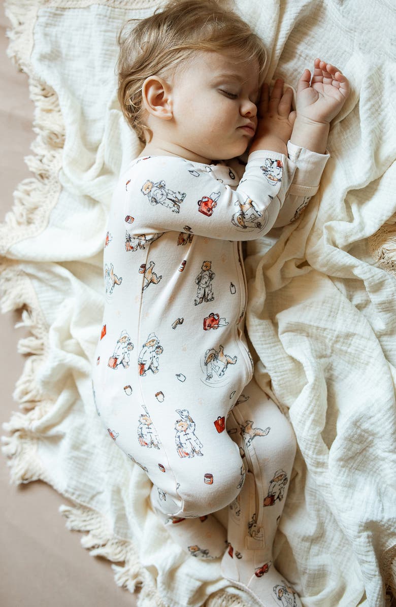 L'ovedbaby x Paddington Fitted One-Piece Organic Cotton Footie Pajamas, Alternate, color, Adventure Paddington