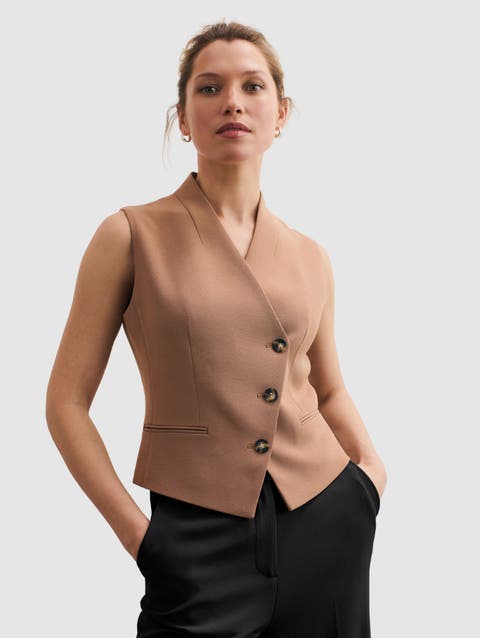 Draped V-Neck Tailored Waistcoat