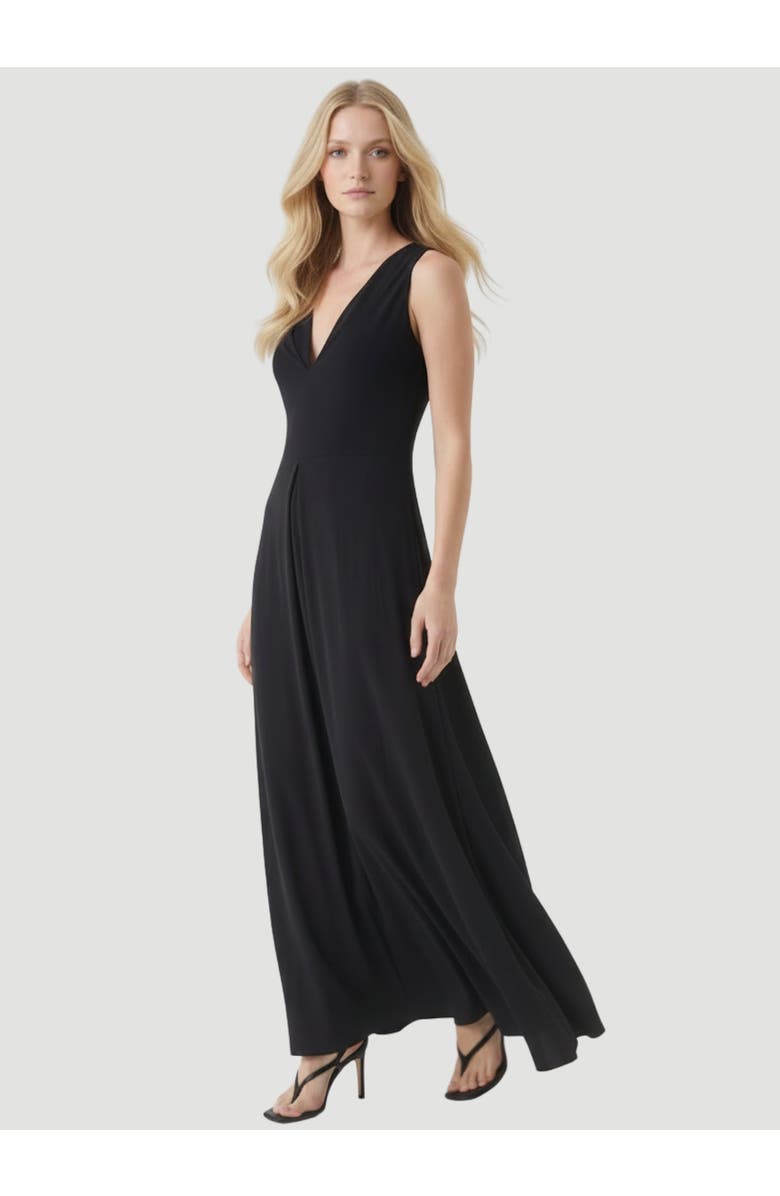 Majestic Filatures Supima Cotton V-Neck Maxi Dress, Main, color, Noir