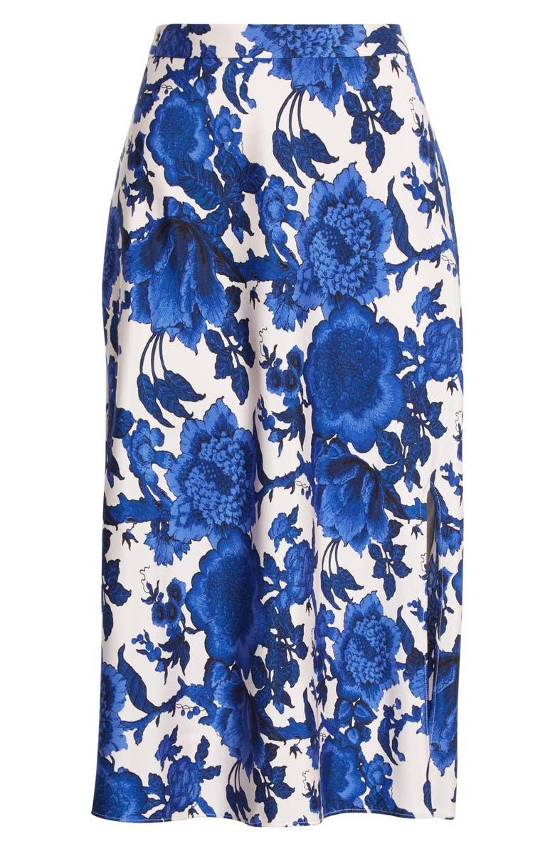 DVF Beverly Floral Print Midi Skirt, Main, color, Willow Patterns Pink Blue