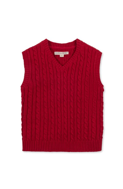 Kids' Organic V-Neck Cable Sweater Vest