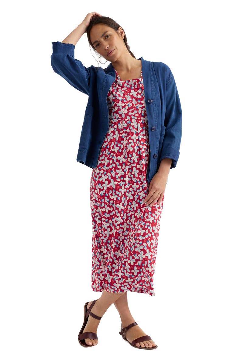 Seasalt Cornwall Seed Packet Floral Stretch Organic Cotton Midi Dress, Alternate, color,