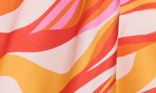 Renee C Abstract Front Twist Dress In Orange