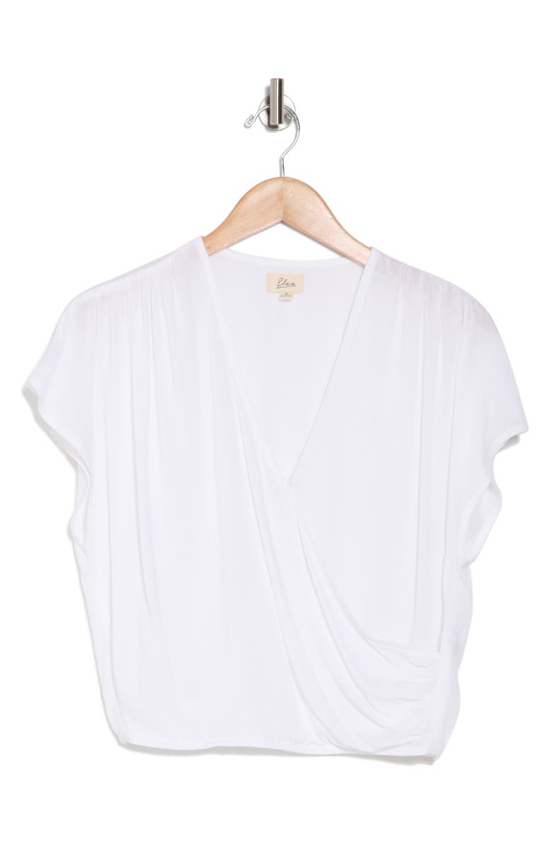 Elan Surplice Neck Cover-Up Crop Top, Alternate, color, White