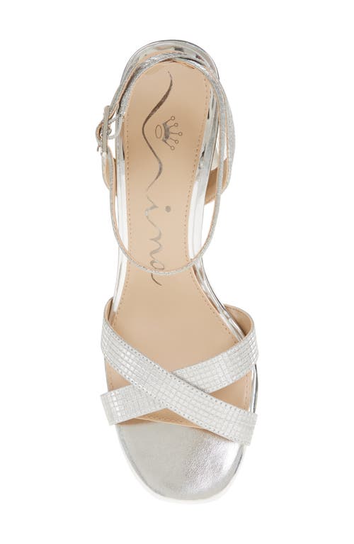 Nina Secelia Ankle Strap Platform Sandal In Silver
