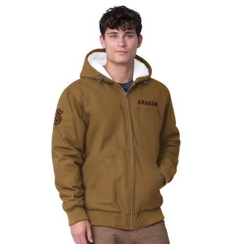 G-iii Sports By Carl Banks Tan Seattle Kraken Build Up Full-zip Hoodie Jacket In Green