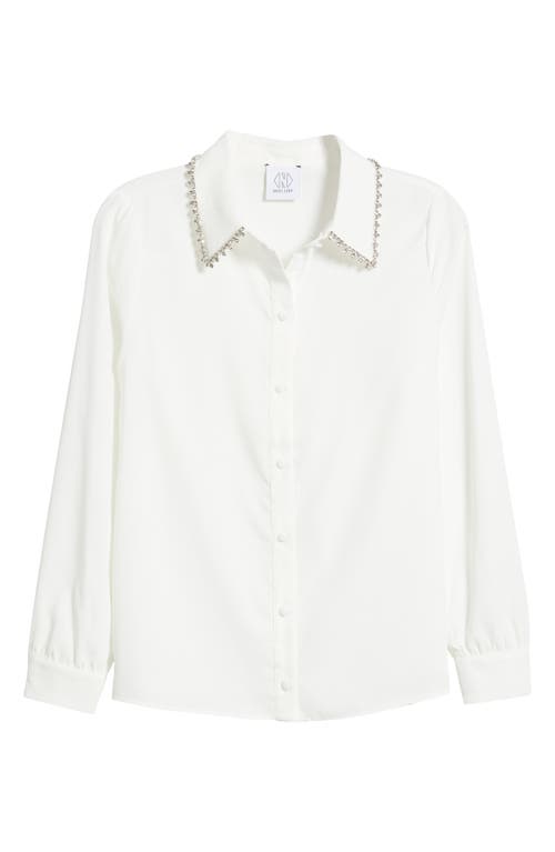 Nikki Lund Sylvi Rhinestone Collar Shirt In White