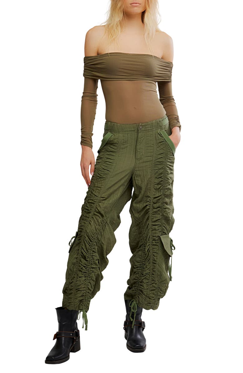 Free People Forget Me Not Off the Shoulder Mesh Bodysuit, Alternate, color, Olive