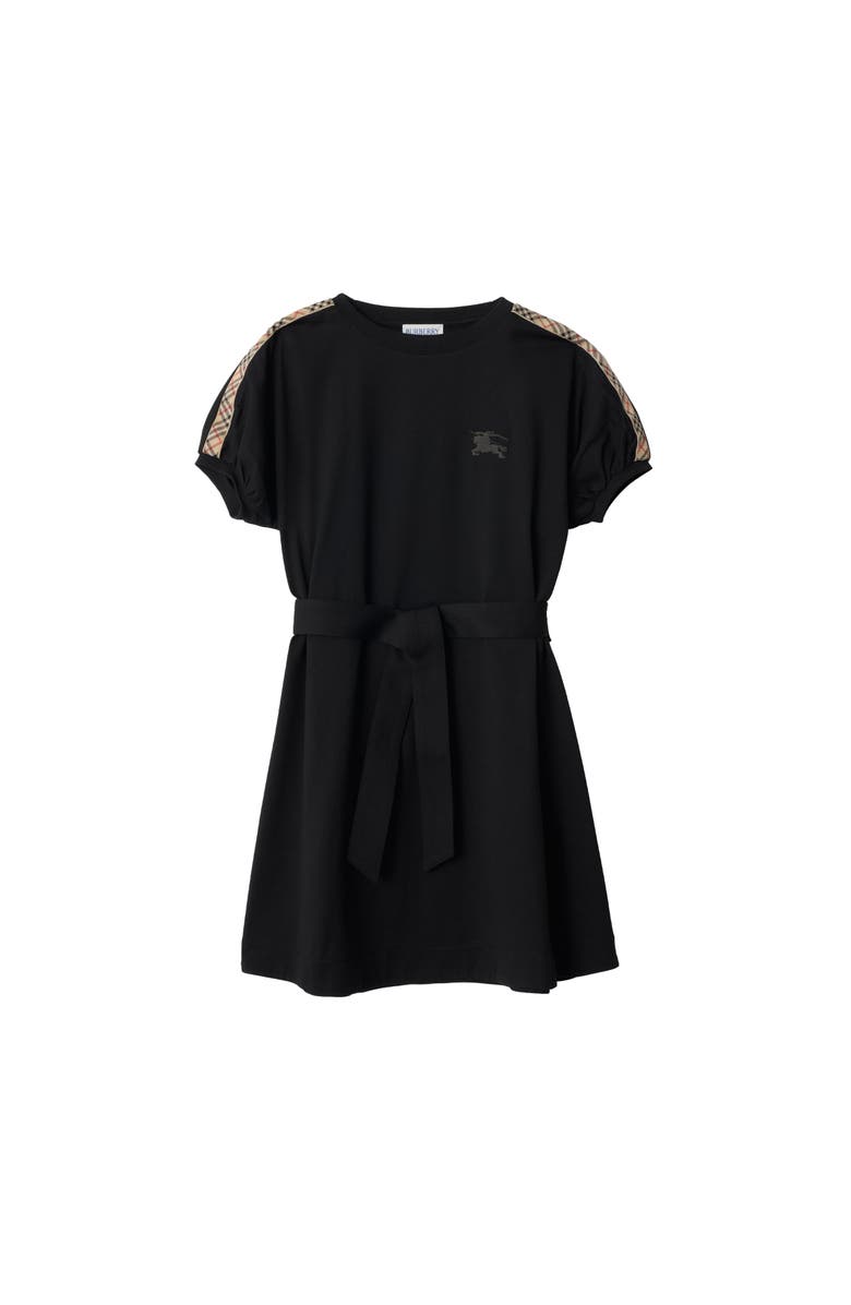Burberry Girls' Check Trim Cotton T-shirt Dress, Main, color, Black