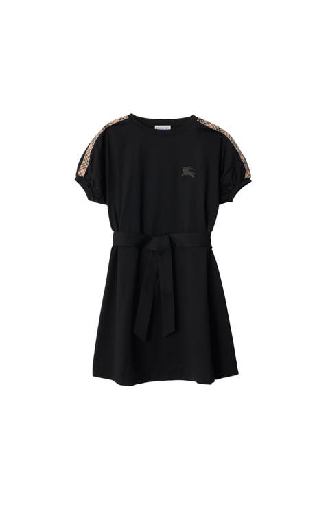 Girls' Check Trim Cotton T-shirt Dress
