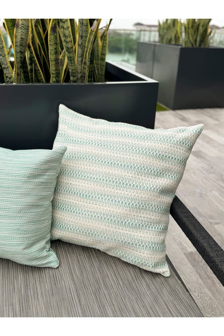 Summer Twist Indoor Outdoor Pillow, Alternate, color, Aqua