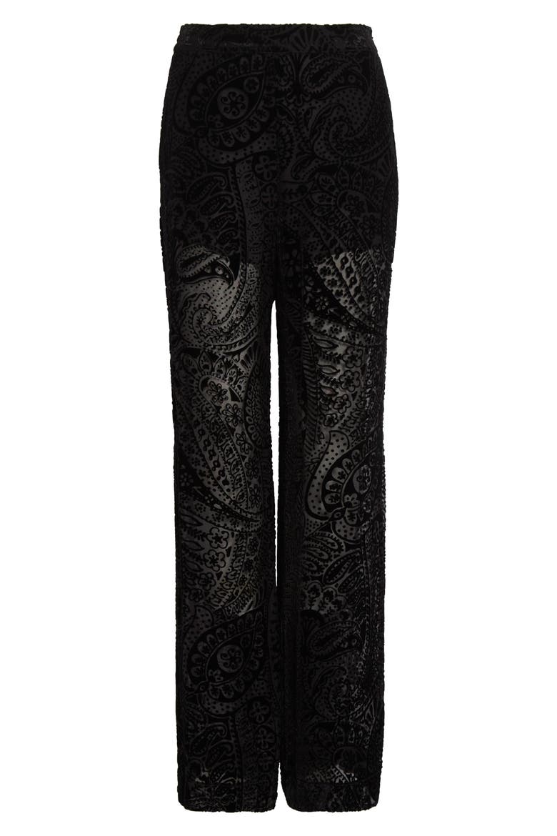 Paisley Devoré Velvet Straight Leg Pants, Alternate, color, PRINTED BLACK BASE