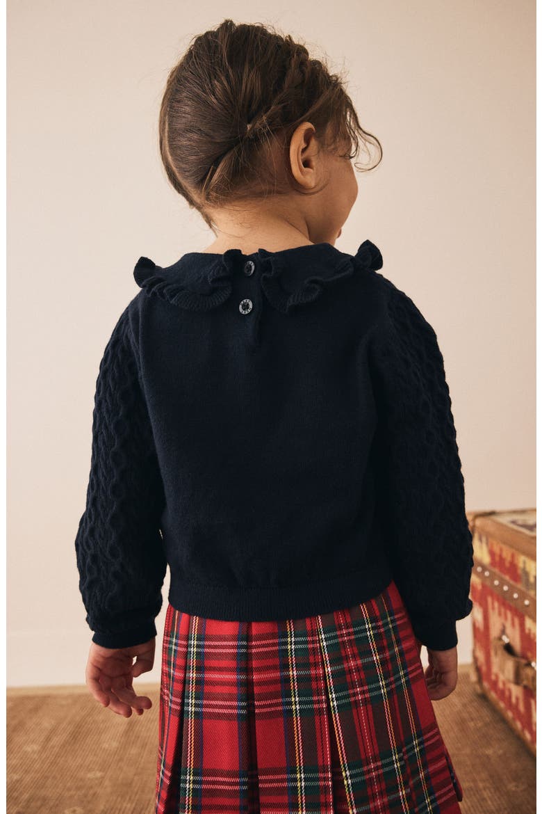Kids' Bow Cotton & Cashmere Sweater, Alternate, color, BLUE