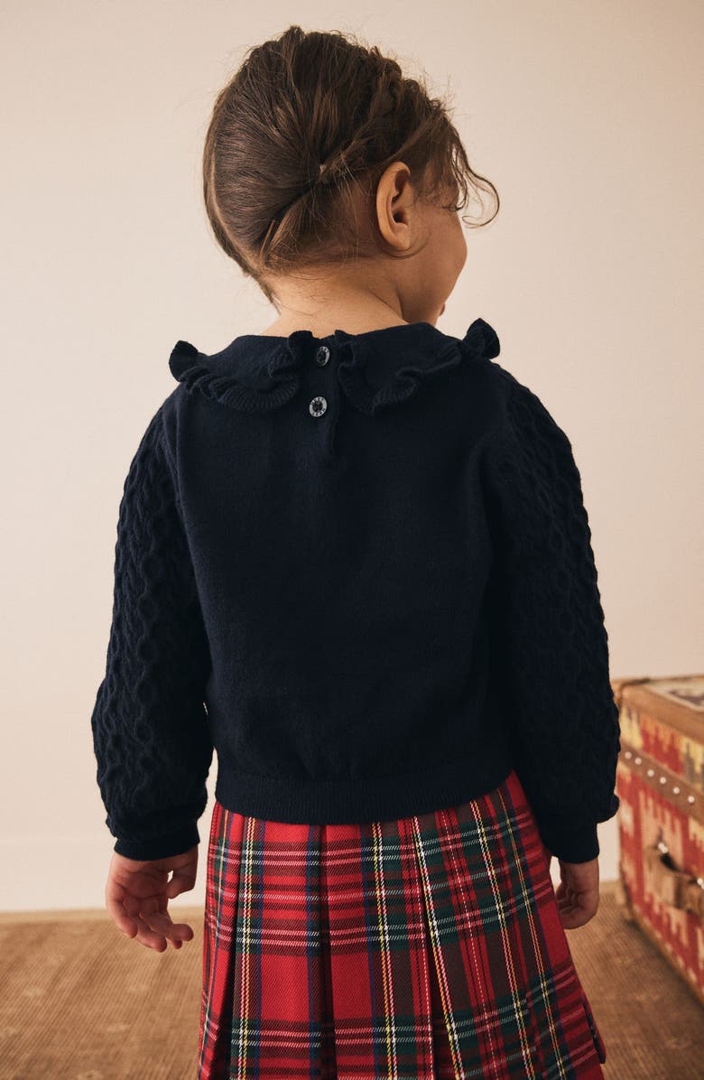 NEXT Kids' Bow Cotton & Cashmere Sweater, Alternate, color, Blue