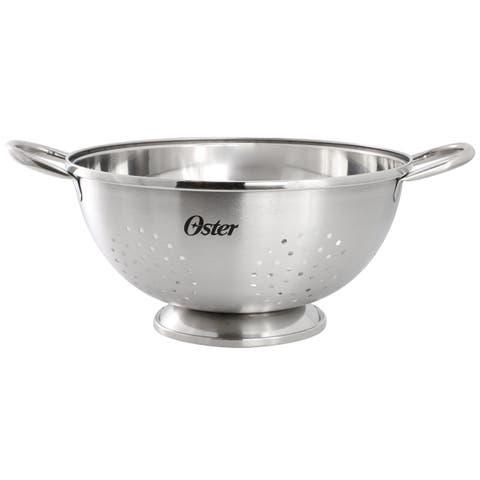 5 Quart Stainless Steel Colander in Brushed Silver