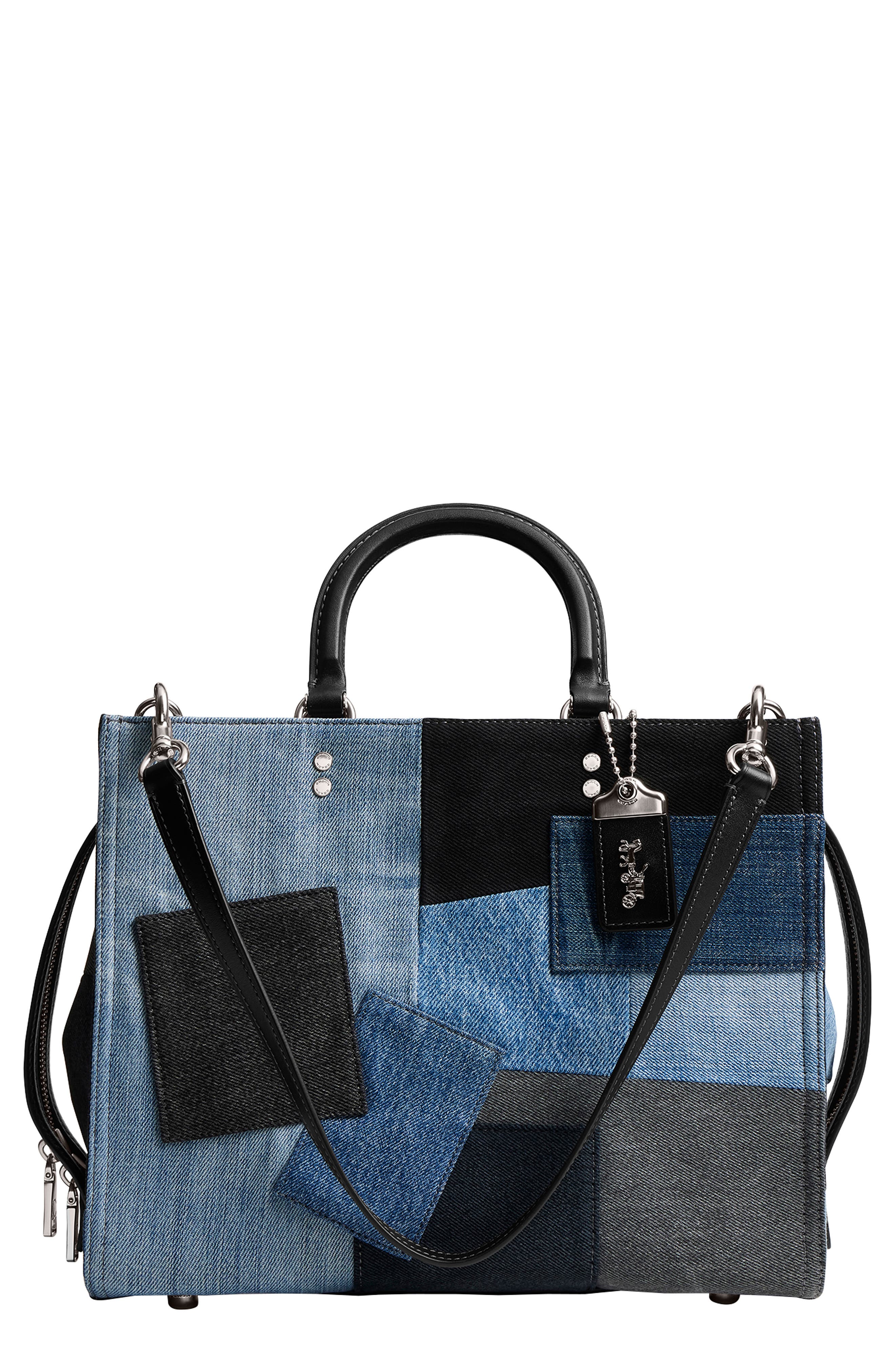 COACH Rouge Denim Patchwork Top Handle Bag, Main, color, 