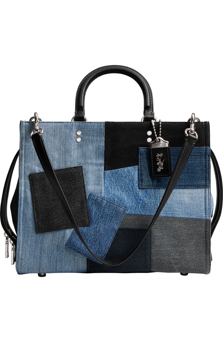 COACH Rouge Denim Patchwork Top Handle Bag, Main, color,