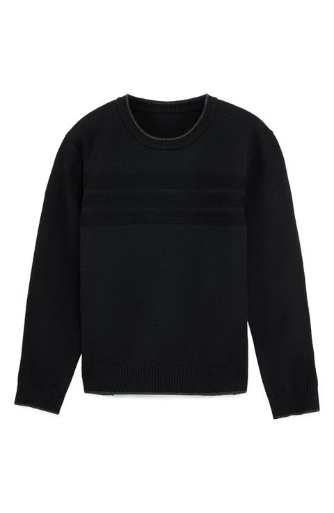 Kids' Moto Ribbing Detail Crewneck Sweater (Big Kid)