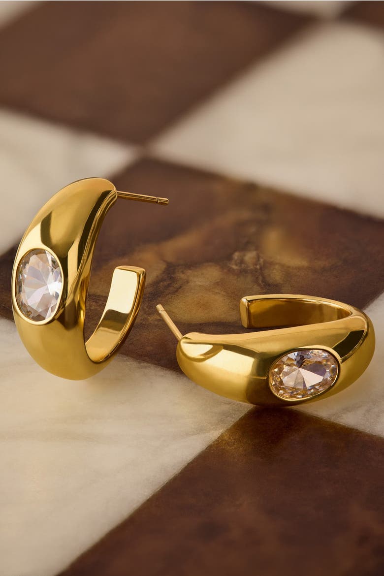 Ayla Waterproof Gold Hoop Earrings, Alternate, color, Gold