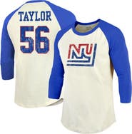 Majestic Threads Men's Majestic Threads Lawrence Taylor Cream/Red New York Giants Retired Player Name & Number 3/4 Raglan Sleeve T-Shirt