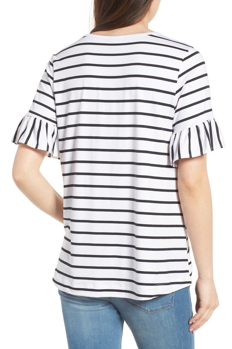 Bell Sleeve Tee, Alternate, color, WHITE/ BLACK