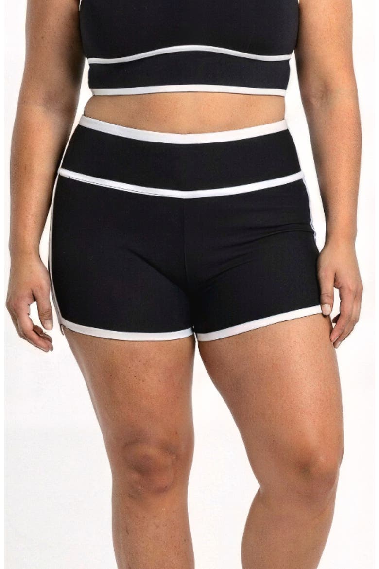 Plus Size Swim Shorts Two-Toned Collection, Main, color, Black & White